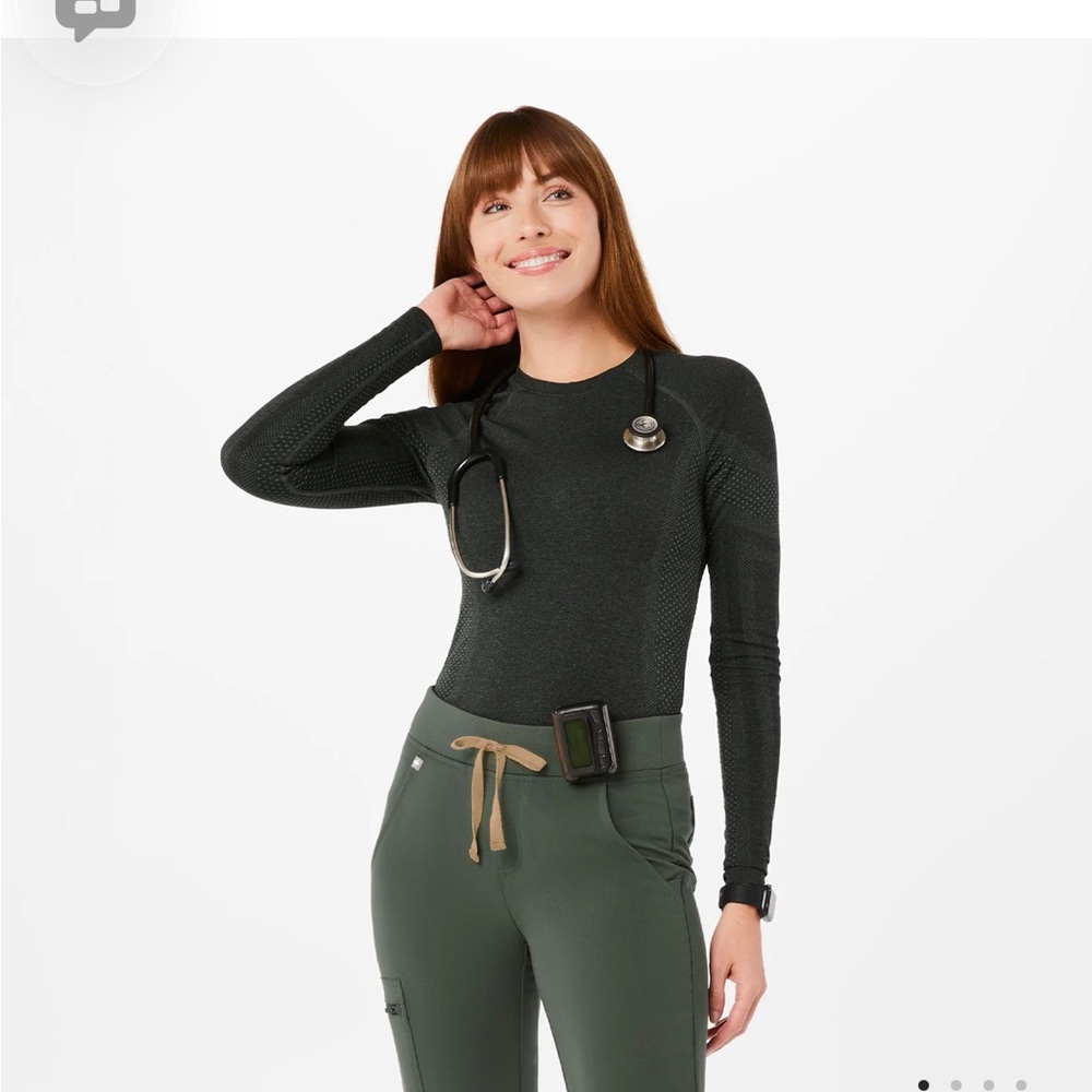 Figs Women's Long Sleeve Top in Dark Green